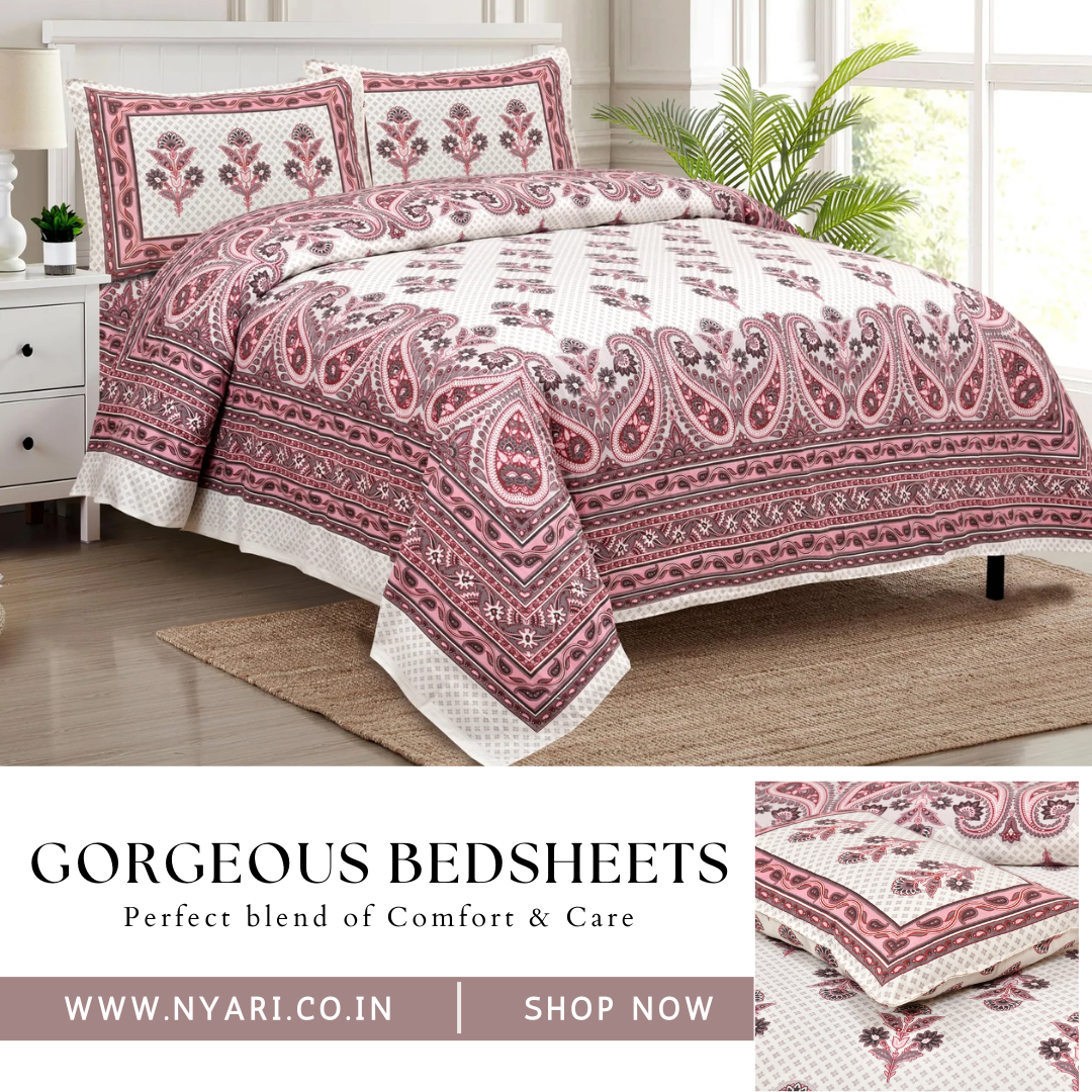 Classic & Modern Designs King Size Bedsheets With Two Pillow Covers (1)